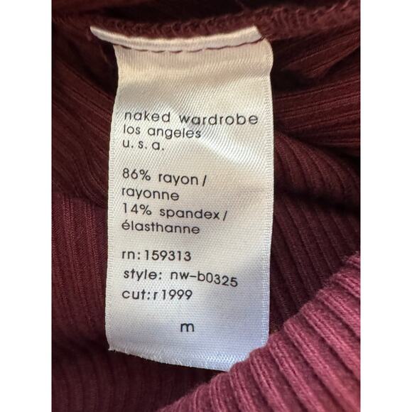 New ~ NAKED WARDROBE ~ Snatched Zip Front Long Sleeve Ribbed Bodysuit Sz M - Picture 6 of 6